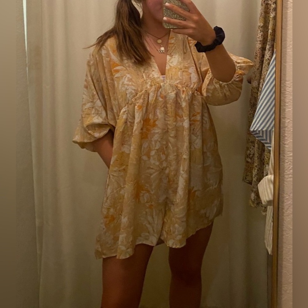 Floral Cream and Tan Romper